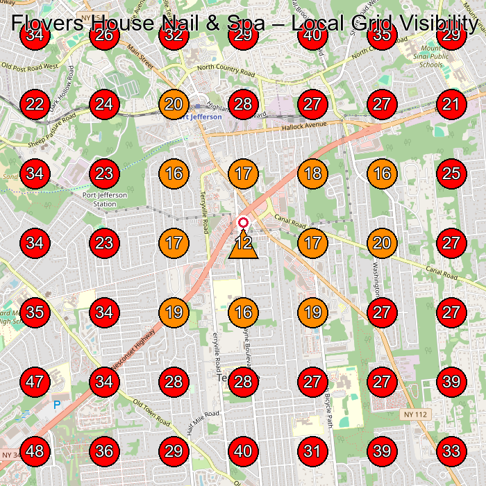 Flovers House Nail & Spa GeoGrid visibility map for Nail Salon in Mt Sinai